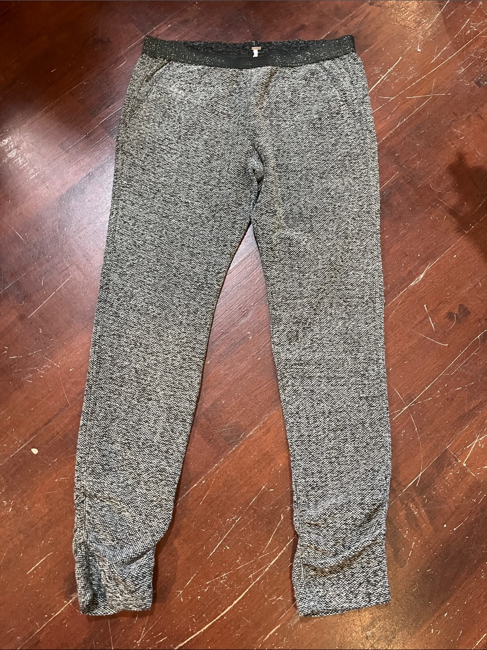Free People Marled Gray Track Jogger Pants with Black Waistband